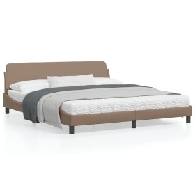 Bed frame with synthetic leather headboard in cappuccino color 180x200cm by , Beds and slatted bases - Ref: Foro24-373242, Pr...