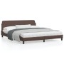 Bed frame with brown synthetic leather headboard 180x200 cm by , Beds and slatted bases - Ref: Foro24-373240, Price: 179,83 €...