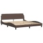 Bed frame with brown synthetic leather headboard 180x200 cm by , Beds and slatted bases - Ref: Foro24-373240, Price: 181,98 €...