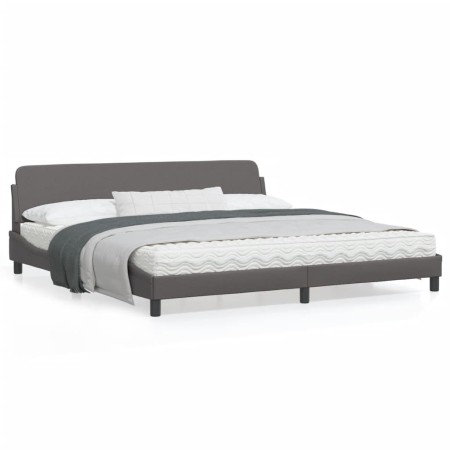 Estructura de cama con cabecero cuero sintético gris 200x200 cm de , Camas y somieres - Ref: Foro24-373261, Precio: 164,25 €,...