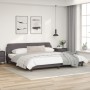 Bed frame with headboard gray synthetic leather 200x200 cm by , Beds and slatted bases - Ref: Foro24-373261, Price: 164,25 €,...