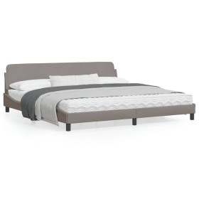 Bed frame with taupe gray fabric headboard 200x200 cm by , Beds and slatted bases - Ref: Foro24-373249, Price: 164,14 €, Disc...