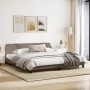 Estructura de cama con cabecero de tela gris taupe 200x200 cm de , Camas y somieres - Ref: Foro24-373249, Precio: 164,28 €, D...