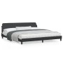 Bed frame with black and white synthetic leather headboard by , Beds and slatted bases - Ref: Foro24-373263, Price: 170,83 €,...