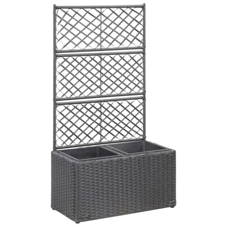 Trellis and flowerbed 2 pots black synthetic rattan 58x30x107 cm by vidaXL, Pots and planters - Ref: Foro24-46931, Price: 85,...