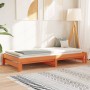 Solid pine wood brown wax trundle sofa bed 90x200 cm by , Beds and slatted bases - Ref: Foro24-844402, Price: 129,39 €, Disco...