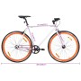 White and orange fixed gear bicycle 700c 55 cm by , bikes - Ref: Foro24-92265, Price: 254,99 €, Discount: %