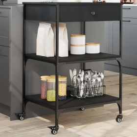 Engineered wood kitchen cart in black, 60x48x89.5 cm by , Kitchen and dining carts - Ref: Foro24-842371, Price: 96,99 €, Disc...