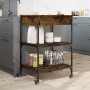 Smoked oak wood kitchen trolley 60x48x89.5 cm by , Kitchen and dining carts - Ref: Foro24-842373, Price: 78,77 €, Discount: %