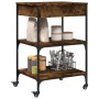 Smoked oak wood kitchen trolley 60x48x89.5 cm by , Kitchen and dining carts - Ref: Foro24-842373, Price: 78,77 €, Discount: %