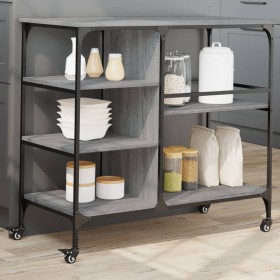 Kitchen cart in gray Sonoma wood engineering 100x45x89.5 cm by , Kitchen and dining carts - Ref: Foro24-842384, Price: 102,51...