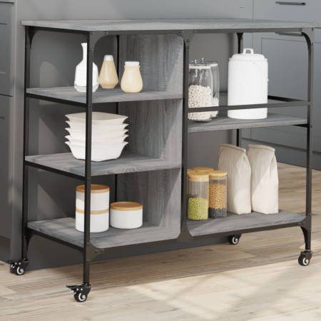 Carrito de cocina madera ingeniería gris Sonoma 100x45x89,5 cm de , Carros de cocina y comedor - Ref: Foro24-842384, Precio: ...