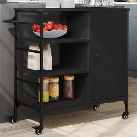 Engineered wood kitchen cart in black, 87.5x38.5x84.5 cm by , Kitchen and dining carts - Ref: Foro24-842386, Price: 134,54 €,...