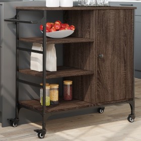 Brown oak wood kitchen cart 87.5x38.5x84.5 cm by , Kitchen and dining carts - Ref: Foro24-842390, Price: 102,99 €, Discount: %