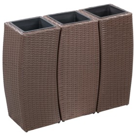 3-teiliges braunes Blumenbeet-Set aus synthetischem Rattan von vidaXL, Töpfe und Pflanzgefäße - Ref: Foro24-46941, Preis: 110...