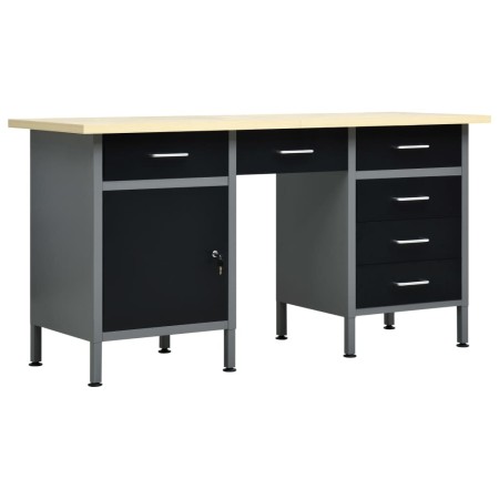 Banco de trabajo de acero negro 160x60x85 cm de vidaXL, Mesas de trabajo - Ref: Foro24-145347, Precio: 495,72 €, Descuento: %