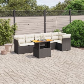 7-teiliges Garten-Esszimmerset und Kissen synthetisches Rattan schwarz von , Gartensets - Ref: Foro24-3270839, Preis: 499,03 ...