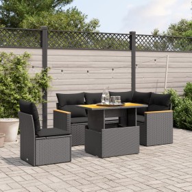 Set aus 6-teiligen Gartensofas und Kissen Kunstrattan schwarz von , Gartensets - Ref: Foro24-3273078, Preis: 419,69 €, Rabatt: %