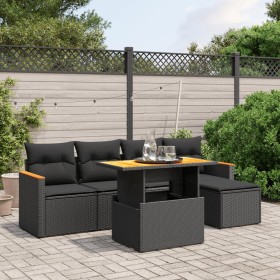 Set aus 6-teiligen Gartensofas und Kissen Kunstrattan schwarz von , Gartensets - Ref: Foro24-3276030, Preis: 386,72 €, Rabatt: %