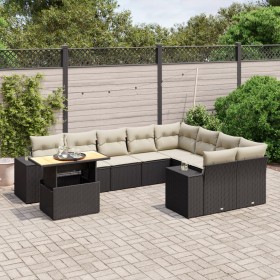 Set de sofás de jardín 10 pzas cojines ratán sintético negro de , Conjuntos de jardín - Ref: Foro24-3272799, Precio: 692,92 €...