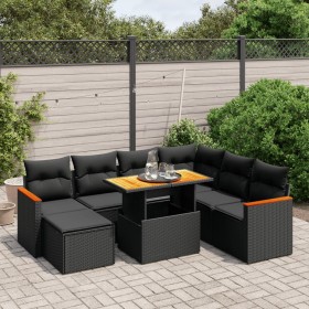 Set aus 8-teiligen Gartensofas und Kissen Kunstrattan schwarz von , Gartensets - Ref: Foro24-3276051, Preis: 530,45 €, Rabatt: %