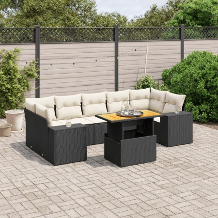 Set aus 8-teiligen Gartensofas und Kissen Kunstrattan schwarz von , Gartensets - Ref: Foro24-3272547, Preis: 598,21 €, Rabatt: %