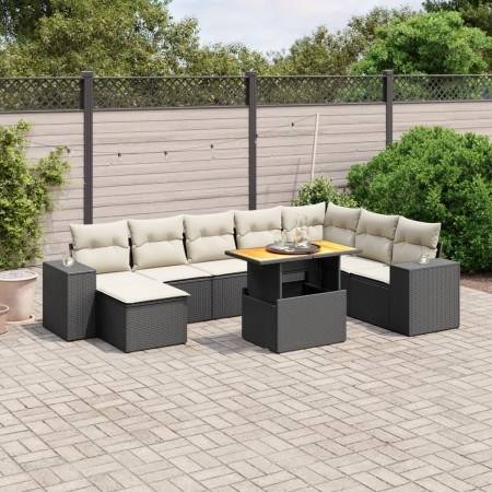 Set aus 8-teiligen Gartensofas und Kissen Kunstrattan schwarz von , Gartensets - Ref: Foro24-3272771, Preis: 592,15 €, Rabatt: %