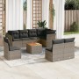 Garden furniture set 9 pieces and gray synthetic rattan cushions by , Garden sets - Ref: Foro24-3256018, Price: 545,11 €, Dis...