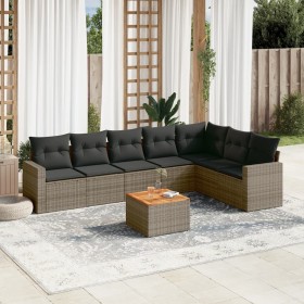 Garden sofa set 8 pieces and gray synthetic rattan cushions by , Garden sets - Ref: Foro24-3256487, Price: 527,99 €, Discount: %