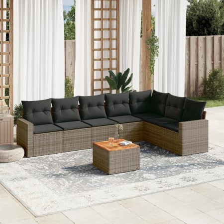 Garden sofa set 8 pieces and gray synthetic rattan cushions by , Garden sets - Ref: Foro24-3256487, Price: 527,55 €, Discount: %