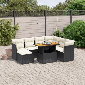 Set aus 8-teiligen Gartensofas und Kissen Kunstrattan schwarz von , Gartensets - Ref: Foro24-3275492, Preis: 548,37 €, Rabatt: %