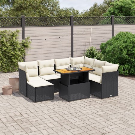 Set aus 8-teiligen Gartensofas und Kissen Kunstrattan schwarz von , Gartensets - Ref: Foro24-3275492, Preis: 578,92 €, Rabatt: %