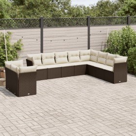 Garden sofa set 10 pieces and brown synthetic rattan cushions by , Garden sets - Ref: Foro24-3249702, Price: 670,21 €, Discou...