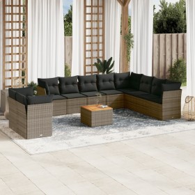 Garden sofa set 11 pieces and gray synthetic rattan cushions by , Garden sets - Ref: Foro24-3256053, Price: 662,99 €, Discoun...