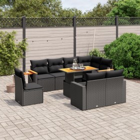 Set aus 8-teiligen Gartensofas und Kissen Kunstrattan schwarz von , Gartensets - Ref: Foro24-3273611, Preis: 691,22 €, Rabatt: %