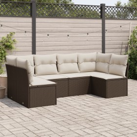 Set of 6 garden sofas and brown synthetic rattan cushions by , Garden sets - Ref: Foro24-3249232, Price: 383,99 €, Discount: %