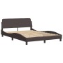 Estructura de cama con luces LED tela marrón oscuro 140x190 cm de , Camas y somieres - Ref: Foro24-3213700, Precio: 213,17 €,...