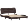 Estructura de cama con luces LED tela marrón oscuro 160x200 cm de , Camas y somieres - Ref: Foro24-3213714, Precio: 271,96 €,...