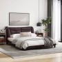 Bed frame with LED lights dark brown fabric 160x200 cm by , Beds and slatted bases - Ref: Foro24-3213714, Price: 271,96 €, Di...