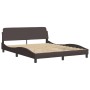 Estructura de cama con luces LED tela marrón oscuro 160x200 cm de , Camas y somieres - Ref: Foro24-3213714, Precio: 271,96 €,...