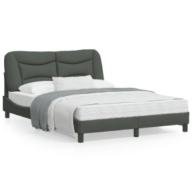 Estructura de cama con luces LED tela gris oscuro 140x190 cm de , Camas y somieres - Ref: Foro24-3213698, Precio: 208,99 €, D...