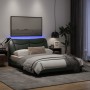 Estructura de cama con luces LED tela gris oscuro 140x190 cm de , Camas y somieres - Ref: Foro24-3213698, Precio: 213,61 €, D...