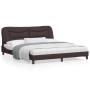 Estructura de cama con luces LED tela marrón oscuro 180x200 cm de , Camas y somieres - Ref: Foro24-3213721, Precio: 261,67 €,...