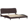 Estructura de cama con luces LED tela marrón oscuro 180x200 cm de , Camas y somieres - Ref: Foro24-3213721, Precio: 261,67 €,...