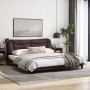 Estructura de cama con luces LED tela marrón oscuro 180x200 cm de , Camas y somieres - Ref: Foro24-3213721, Precio: 261,67 €,...