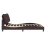 Estructura de cama con luces LED tela marrón oscuro 180x200 cm de , Camas y somieres - Ref: Foro24-3213721, Precio: 261,67 €,...