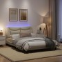 Bed frame with LED lights cream fabric 140x190 cm by , Beds and slatted bases - Ref: Foro24-3213702, Price: 261,75 €, Discoun...