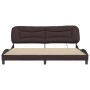 Estructura de cama con luces LED tela marrón oscuro 200x200 cm de , Camas y somieres - Ref: Foro24-3213728, Precio: 273,81 €,...