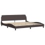 Estructura de cama con luces LED tela marrón oscuro 200x200 cm de , Camas y somieres - Ref: Foro24-3213728, Precio: 273,81 €,...