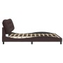 Estructura de cama con luces LED tela marrón oscuro 200x200 cm de , Camas y somieres - Ref: Foro24-3213728, Precio: 273,81 €,...